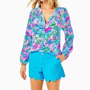 Lilly Pulitzer The Buttercup 5” Scallop Hem Short Cumulus Blue